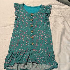 Posh Peanut Floral Button-Front Dress with Ruffle Hem